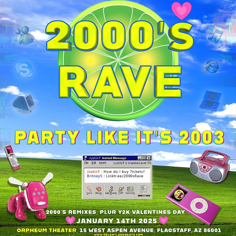 Get ready to relive the vibrant energy of the early 2000s as Relentless Beats presents the 2000s Rave on Friday, February 14, 2025, at the historic Orpheum Theater in Flagstaff, Arizona. This 18+ event promises a night filled with nostalgic beats, iconic tracks, and an electrifying atmosphere that will transport attendees back to the golden era of electronic dance music. RELENTLESSBEATS.COM Event Details Date: Friday, February 14, 2025 Venue: Orpheum Theater, 15 W Aspen Ave, Flagstaff, AZ 86001 Doors Open: 8:00 PM Show Starts: 9:00 PM Age Restriction: 18+ (Valid ID required for entry) Ticket Prices: $14.00 - $41.00 ORPHEUMFLAGSTAFF.COM Venue Spotlight: The Orpheum Theater Nestled in downtown Flagstaff, the Orpheum Theater stands as Northern Arizona's premier entertainment venue. Established in 1917, this historic theater combines the intimate charm of its storied past with modern amenities, boasting a state-of-the-art sound and lighting system. Its unique blend of history and contemporary features makes it the perfect setting for an unforgettable rave experience. ORPHEUMFLAGSTAFF.COM What to Expect A Nostalgic Musical Journey The 2000s Rave will feature a curated selection of tracks that defined the early 21st-century dance scene. Attendees can anticipate a night filled with hits from legendary artists such as Daft Punk, Tiesto, Armin van Buuren, and The Chemical Brothers. Whether you're reminiscing about the past or discovering these classics for the first time, the event promises a musical journey that captures the essence of the 2000s. Immersive Visuals and Production Beyond the music, the rave will offer an immersive experience with dynamic light shows, vibrant visuals, and thematic decorations reminiscent of the 2000s club scene. The Orpheum Theater's advanced lighting and sound systems will ensure that every beat resonates, creating an atmosphere that is both nostalgic and exhilarating. Community and Vibes One of the highlights of any rave is the sense of community. The 2000s Rave aims to bring together individuals who share a love for early 2000s dance music, fostering connections and creating lasting memories. Whether you're attending solo or with friends, you're sure to find a welcoming and energetic crowd ready to dance the night away. Ticket Information Tickets for the 2000s Rave are available for purchase through the following platforms: Relentless Beats Official Website: RELENTLESSBEATS.COM Orpheum Theater Calendar: ORPHEUMFLAGSTAFF.COM See Tickets: WL.SEETICKETS.US Given the anticipated popularity of the event, it's advisable to secure your tickets in advance to ensure entry. Preparing for the Event Dress the Part Embrace the 2000s theme by donning attire that reflects the era. Think neon colors, baggy pants, graphic tees, and other fashion staples from the early 2000s. Not only will this enhance your experience, but it will also contribute to the overall ambiance of the event. Stay Hydrated and Energized Dancing the night away requires stamina. Ensure you stay hydrated and take breaks as needed. The Orpheum Theater typically offers a selection of beverages and snacks to keep you energized throughout the night. Plan Your Transportation Downtown Flagstaff offers various parking options, but it's wise to arrive early to secure a spot. Alternatively, consider using ride-sharing services or public transportation to make your journey to and from the venue hassle-free. Final Thoughts The 2000s Rave at the Orpheum Theater is shaping up to be a standout event in Flagstaff's 2025 entertainment calendar. With its blend of nostalgic music, immersive production, and the historic charm of the venue, attendees are in for an unforgettable night. Don't miss this opportunity to relive the magic of the 2000s dance scene—secure your tickets, plan your outfit, and get ready to dance the night away! SEO Tags: 2000s Rave, Relentless Beats, Orpheum Theater Flagstaff, February 14 2025 events, Flagstaff EDM events, 2000s dance music, Arizona raves, 2000s Rave tickets, Flagstaff nightlife, EDM concerts Arizona