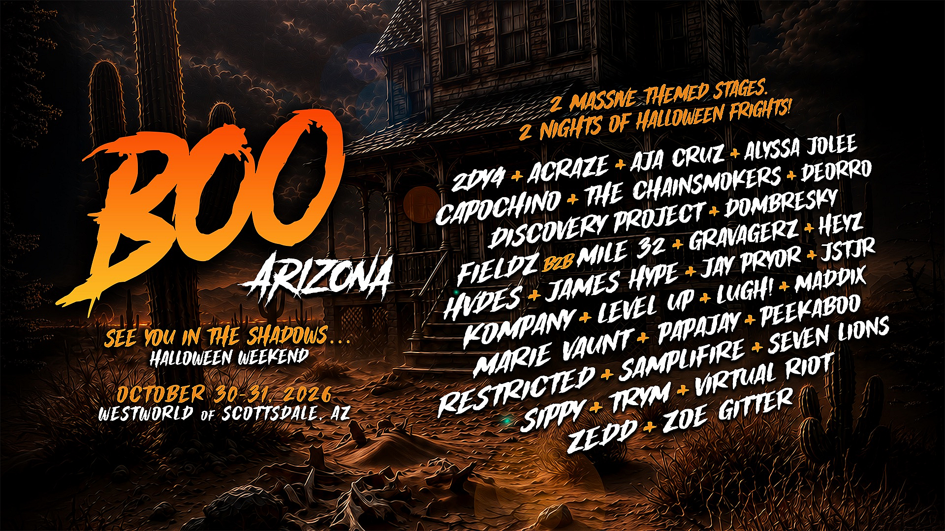 BOO Arizona Returns to Scottsdale for Halloween 2026 With Zedd, The Chainsmokers and Seven Lions 1 Boo